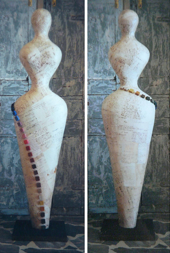 OLD PAPER CHAIN SCULPTURE - 150 cm H 