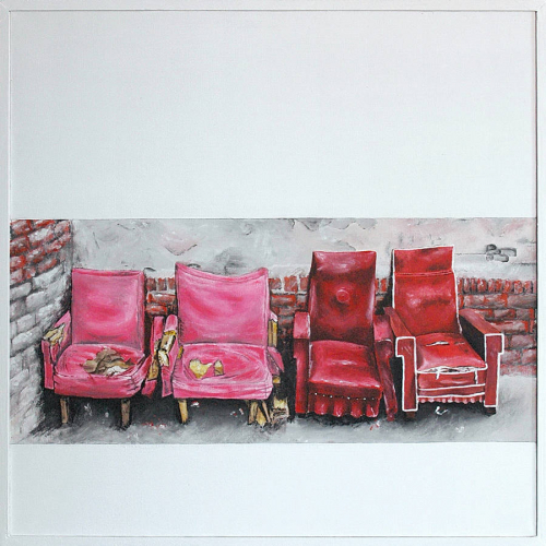 OLD RED & PINK CHAIRS - 50 x 50 cm