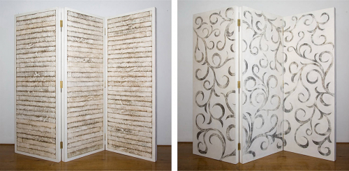 RUGGEG BARS / ANTIQUE SWIRLS PARAVENT - 160 cm H x 180 cm W